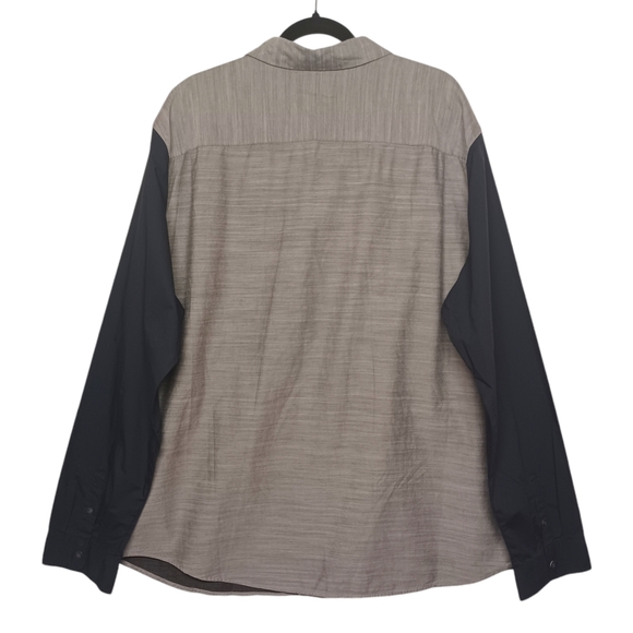 3.1 PHILLIP LIM Gray Marled Print Button Front Long Sleeve Colorblock Shirt XXL - Picture 3 of 7
